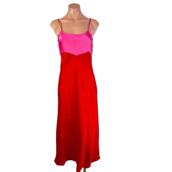 Gianni Bini Helena Satin Silky Lace Maxi Slip Babydoll Dress Whimsigoth Sz 6 NWT - Picture 4 of 12